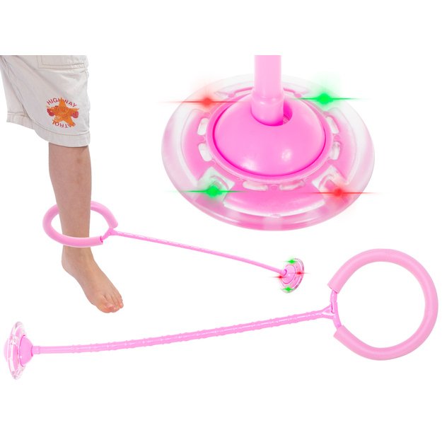 Hula hop kojų šokinėjimo kamuolys šviečiantis LED rožinės spalvos