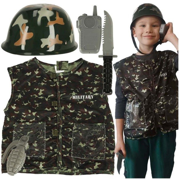 Karnavalinis kostiumas šalmas kareivis 3-8 metų amžiaus
