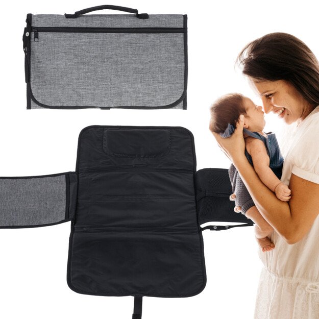 Kūdikių pervystymo kelioninis kilimėlis konvertuojamas pervystymo krepšys pilkos spalvos