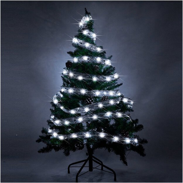 LED juosta 10m 100LED Kalėdų eglutės žibintai Kalėdų dekoracijos šaltai balta su baterijomis
