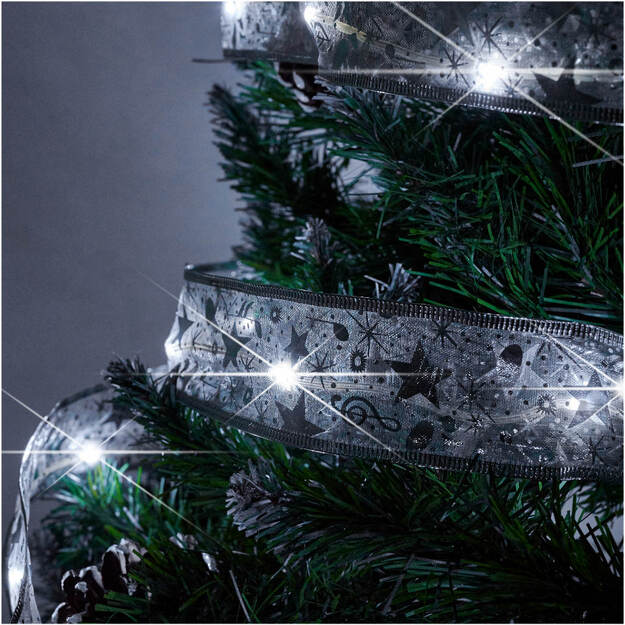 LED juosta 10m 100LED Kalėdų eglutės žibintai Kalėdų dekoracijos šaltai balta su baterijomis