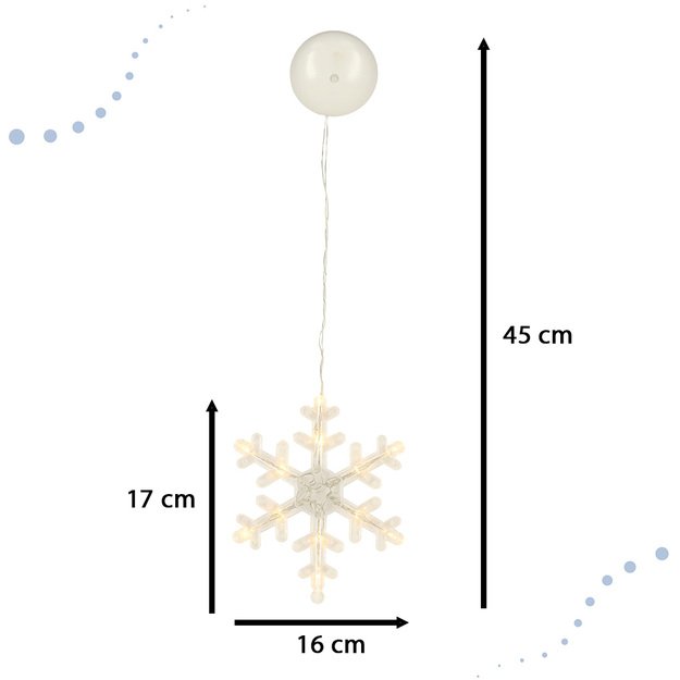 LED pakabuko žibintai Kalėdų dekoracijos snaigė 45cm 10 LED