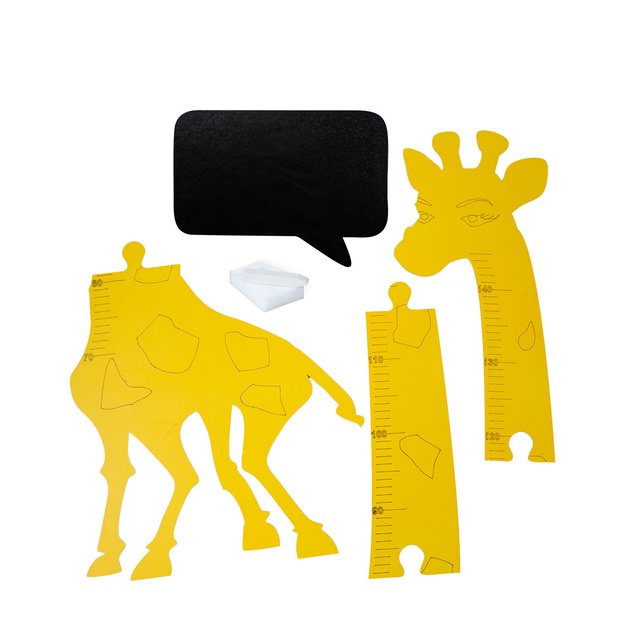 Medinės žirafos augimo matmuo 125 cm geltonos spalvos + kreidos lenta 32 x 44 cm