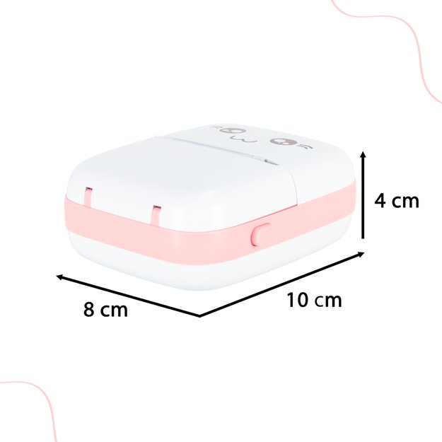 Mini terminis etikečių spausdintuvas + USB laidas katė rožinė