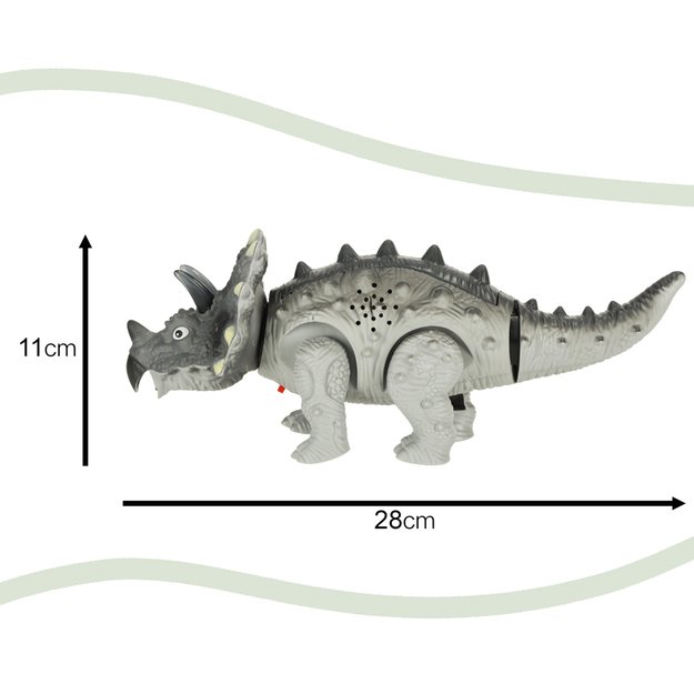 Nuotoliniu būdu valdomas dinozauras RC Triceratops vaikšto šviečia riaumoja