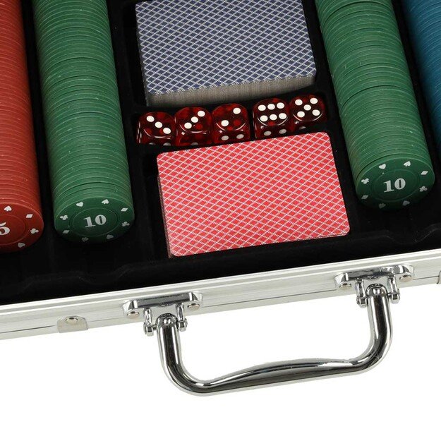 Pokerio rinkinys dėkle 500 žetonų 2 kortų pakuotės
