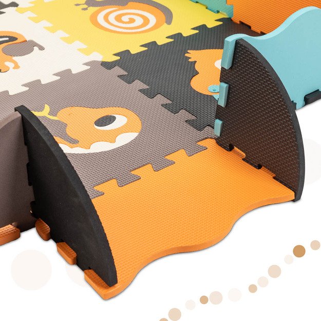 Putplasčio dėlionės kilimėlis / žaidimų kilimėlis vaikams 25vnt. spalvoti gyvūnai 114cm x 114cm x 1cm