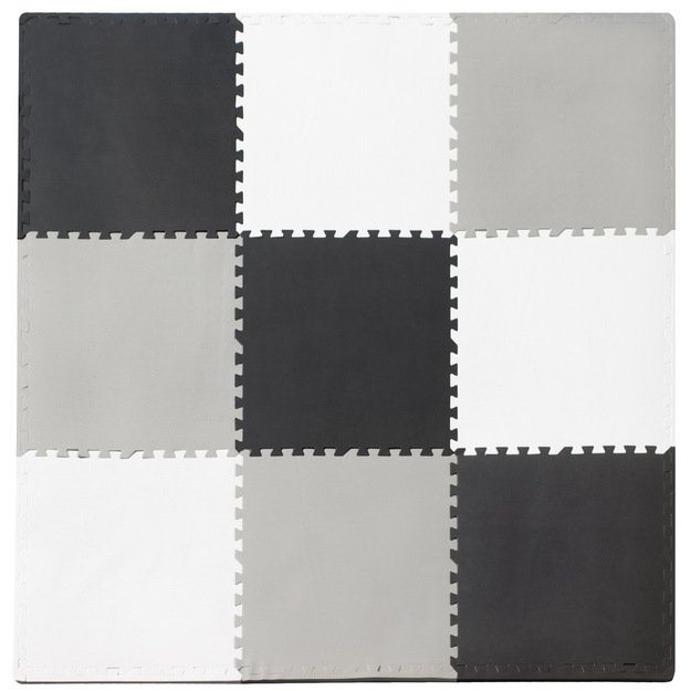 Putų dėlionė vaikiškas kilimėlis 180x180cm 9 dalių pilkai kreminės spalvos