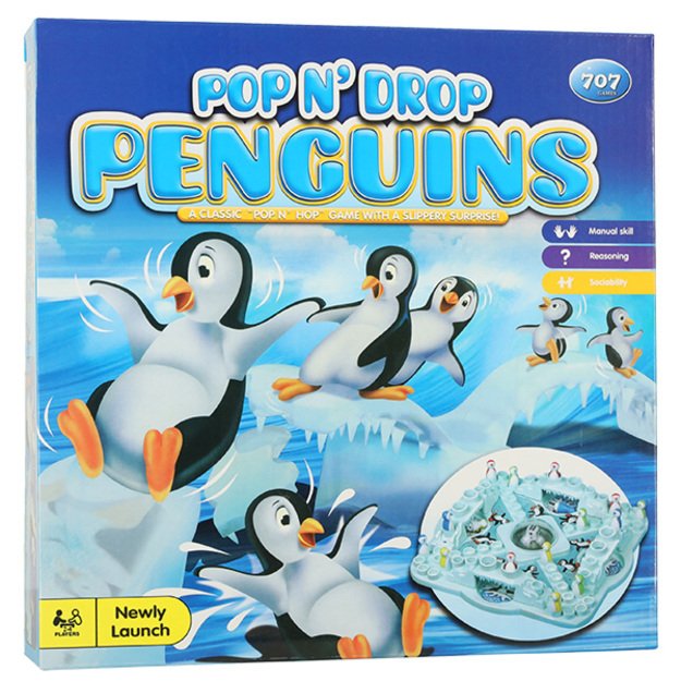 Šeimos žaidimas pingvinų lenktynės ledo chinoiserie