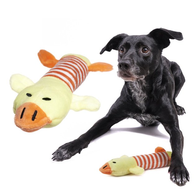 Šunų kramtomasis žaislas pliušinis girgždantis ančiukas