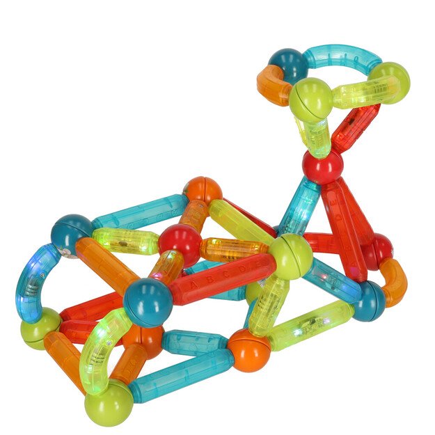 Šviečiančios magnetinės kaladėlės mažiems vaikams 76 elementai