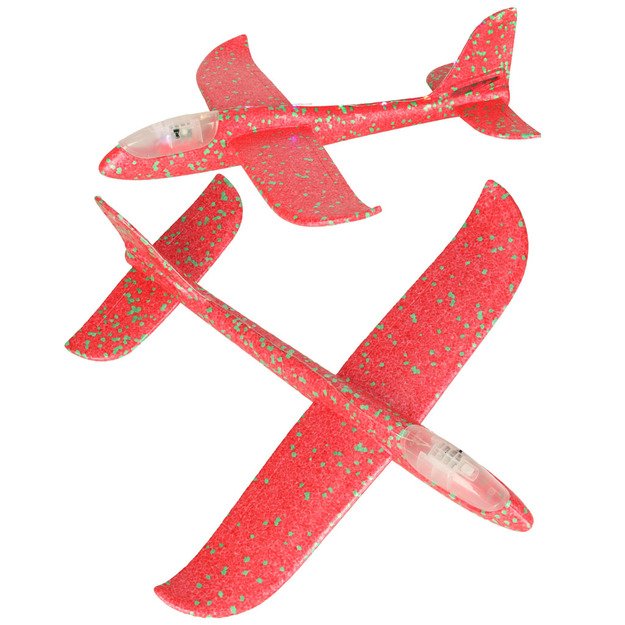 Skraidyklė lėktuvas iš putų polistirolo 8LED 48x47cm raudona