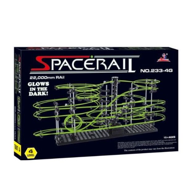  Spacerail  tamsoje šviečiantis 4 lygio kamuoliukų takas 72 cm x 34 cm x 36 cm