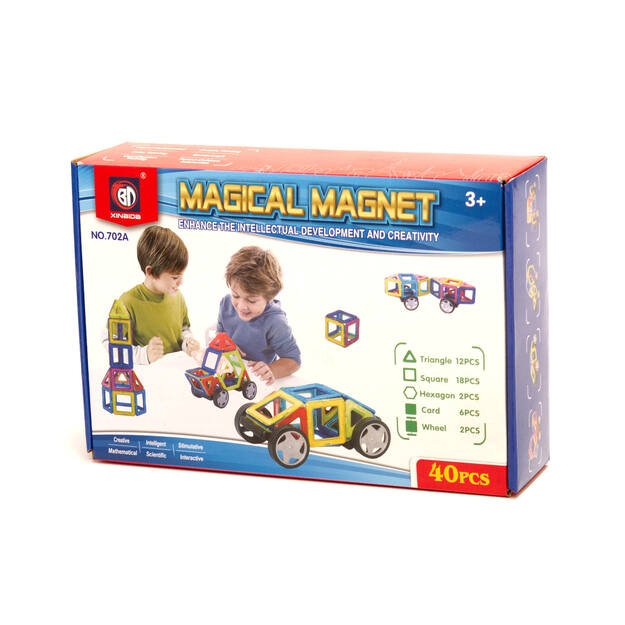 Spalvotos magnetinės kaladėlės MAGICAL MAGNET 40 PUH