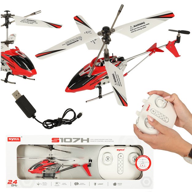 SYMA S107H RC sraigtasparnis 2.4GHz RTF raudonos spalvos