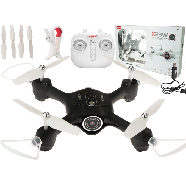  Syma X23W  2.4GHz 4CH FPV Wi-Fi RC dronas juodas