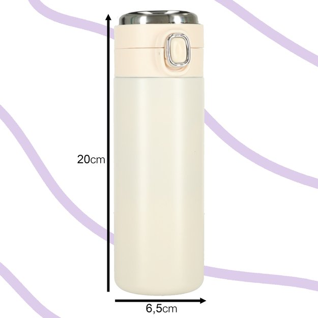 Termo puodelis su kandikliu LED termosas 420ml smėlio spalvos