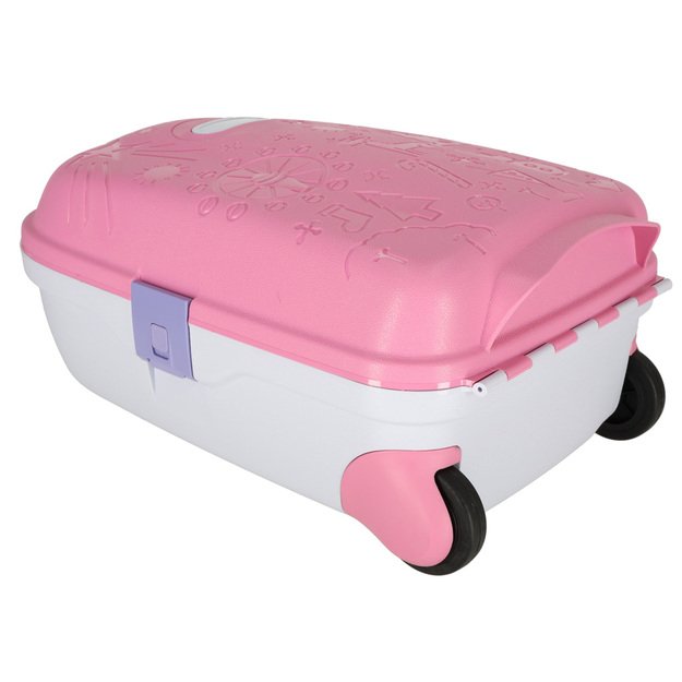 Vaikiškas kelioninis lagaminas ant ratukų, rankinis bagažas rožinės spalvos