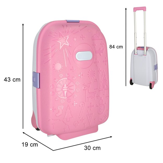 Vaikiškas kelioninis lagaminas ant ratukų, rankinis bagažas rožinės spalvos