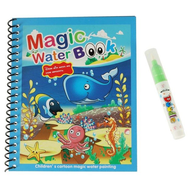 Vandens knyga su žymekliu jūros gyvūnai mėlyna