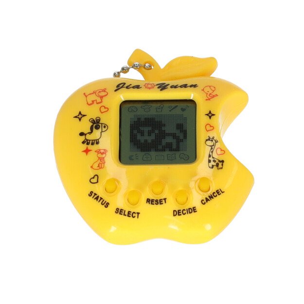 Žaislinis Tamagotchi elektroninis žaidimas obuolys geltonas